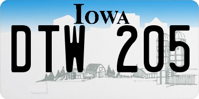 IA license plate DTW205