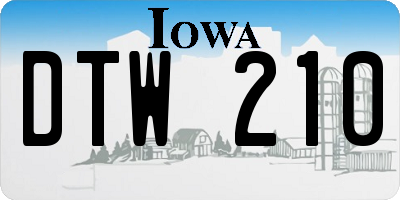 IA license plate DTW210