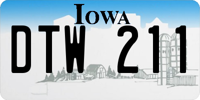 IA license plate DTW211