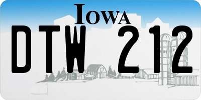 IA license plate DTW212