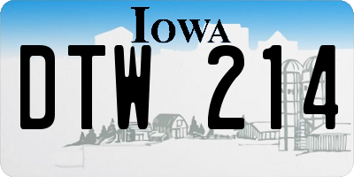 IA license plate DTW214