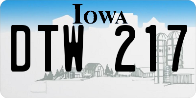 IA license plate DTW217