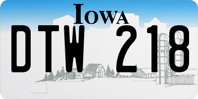 IA license plate DTW218