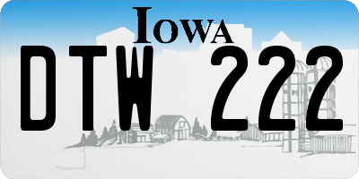 IA license plate DTW222