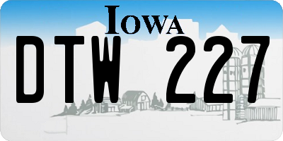 IA license plate DTW227