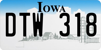 IA license plate DTW318