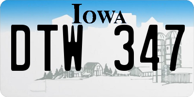 IA license plate DTW347