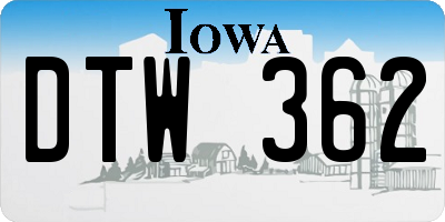 IA license plate DTW362