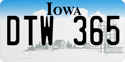 IA license plate DTW365