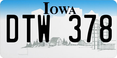 IA license plate DTW378