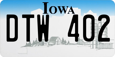 IA license plate DTW402