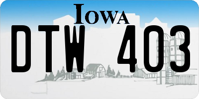 IA license plate DTW403