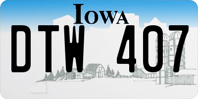 IA license plate DTW407