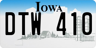 IA license plate DTW410