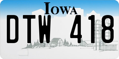 IA license plate DTW418