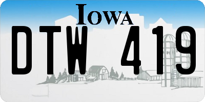 IA license plate DTW419