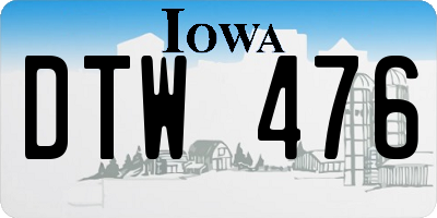 IA license plate DTW476