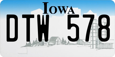 IA license plate DTW578