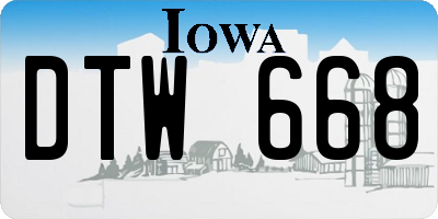 IA license plate DTW668