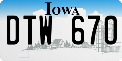 IA license plate DTW670