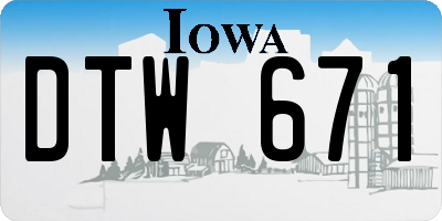 IA license plate DTW671
