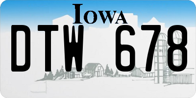 IA license plate DTW678