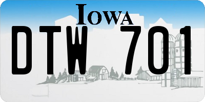 IA license plate DTW701