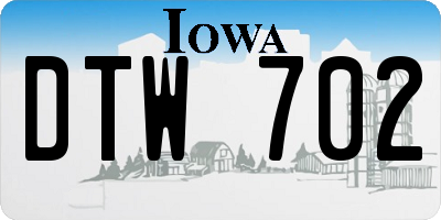 IA license plate DTW702