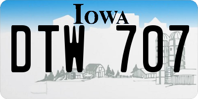 IA license plate DTW707