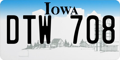 IA license plate DTW708