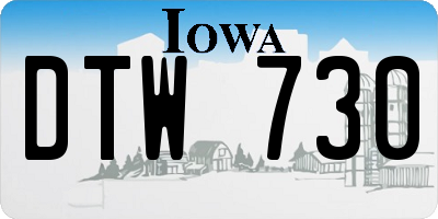 IA license plate DTW730