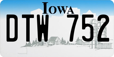 IA license plate DTW752