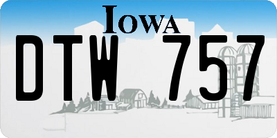 IA license plate DTW757