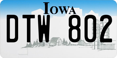 IA license plate DTW802