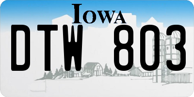 IA license plate DTW803
