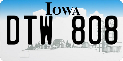 IA license plate DTW808