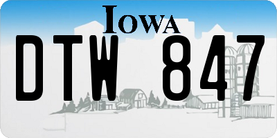IA license plate DTW847
