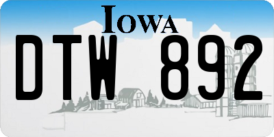 IA license plate DTW892