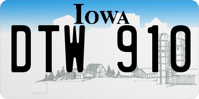 IA license plate DTW910