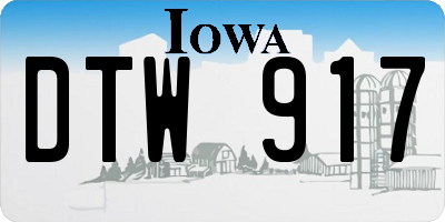 IA license plate DTW917