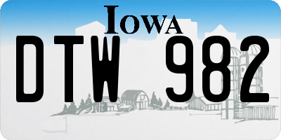 IA license plate DTW982
