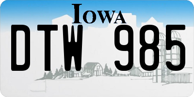 IA license plate DTW985