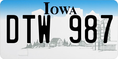 IA license plate DTW987