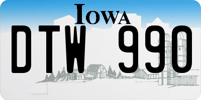 IA license plate DTW990