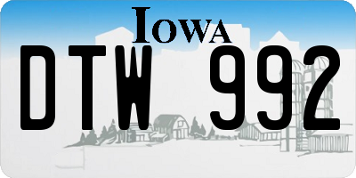 IA license plate DTW992