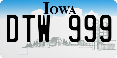 IA license plate DTW999
