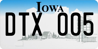 IA license plate DTX005