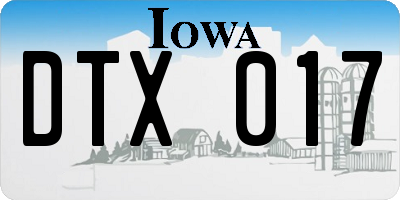 IA license plate DTX017