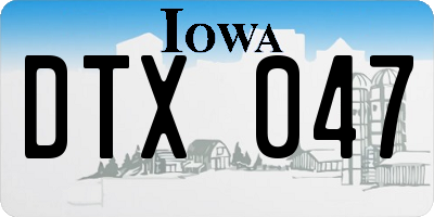 IA license plate DTX047