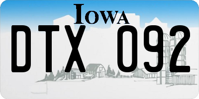 IA license plate DTX092